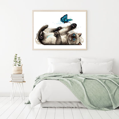 Kitten & Butterfly Painting Home Decor Premium Quality Poster Print Choose Your Sizes