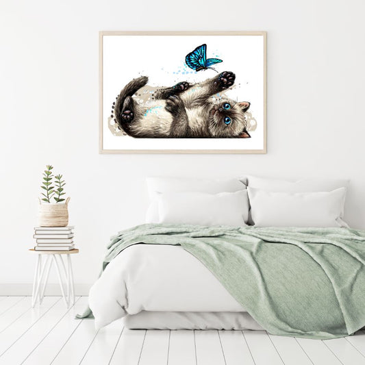 Kitten & Butterfly Painting Home Decor Premium Quality Poster Print Choose Your Sizes