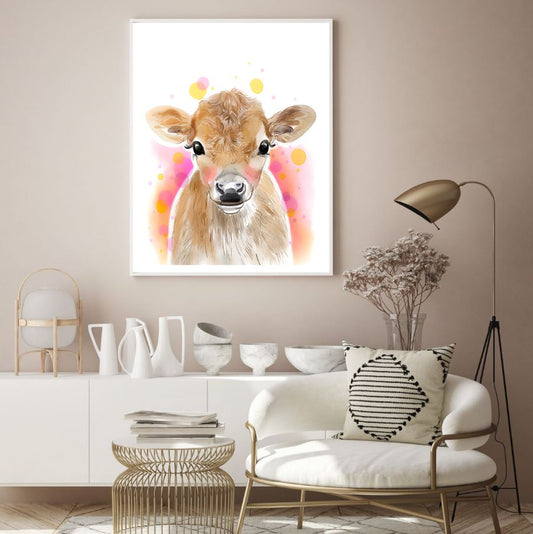 Cattle Portrait Watercolor Paint Home Decor Premium Quality Poster Print Choose Your Sizes