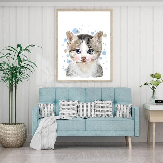 Kitten Portrait Watercolor Paint Home Decor Premium Quality Poster Print Choose Your Sizes