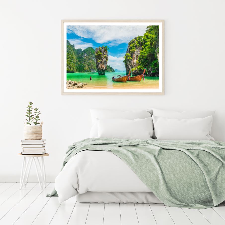 Boats on Sea Scenery Photograph Home Decor Premium Quality Poster Print Choose Your Sizes