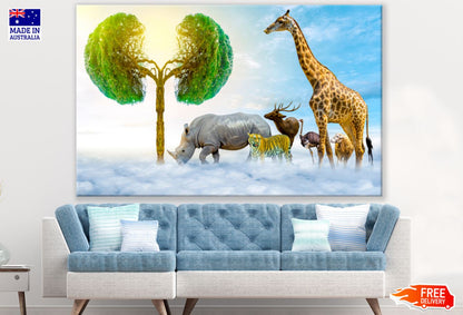 Tree & Animals Sky Photograph Print 100% Australian Made