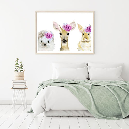 Animals Faces Watercolor Painting Home Decor Premium Quality Poster Print Choose Your Sizes