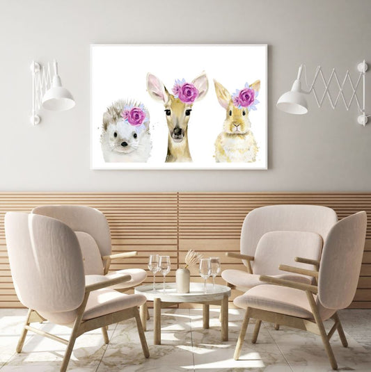 Animals Faces Watercolor Painting Home Decor Premium Quality Poster Print Choose Your Sizes