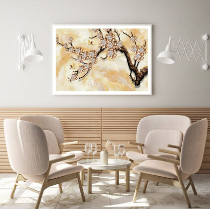 Golden Floral Tree 3D Design Home Decor Premium Quality Poster Print Choose Your Sizes