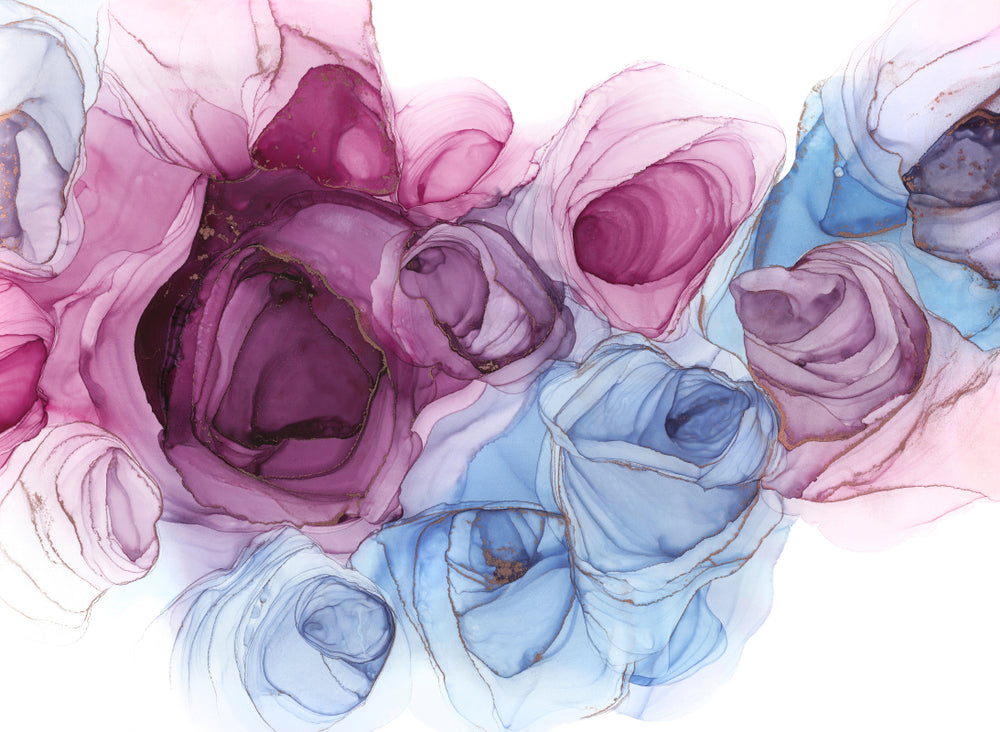 Abstract Roses Blue Pink Design Print 100% Australian Made