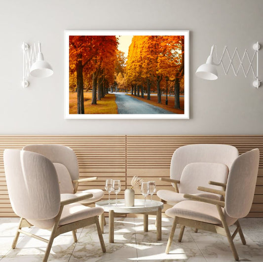 Autumn Trees & Road View Photograph Home Decor Premium Quality Poster Print Choose Your Sizes