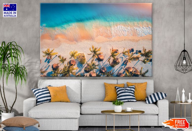 Sea & Palm Tree Aerial View Photograph Print 100% Australian Made