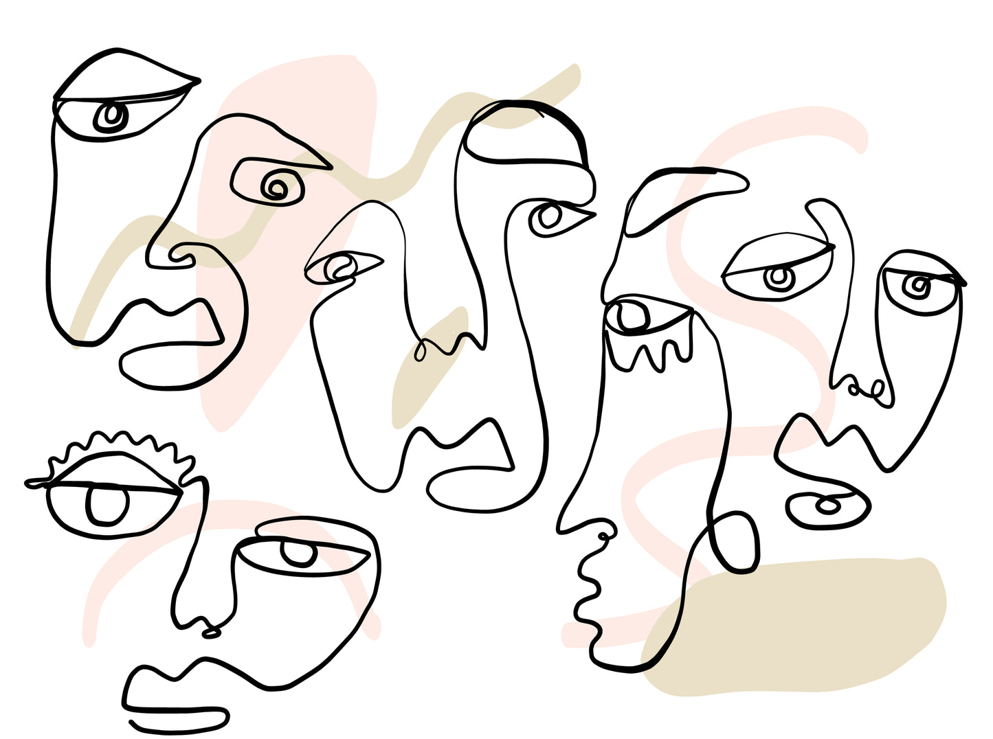 Line Art Faces Design Print 100% Australian Made