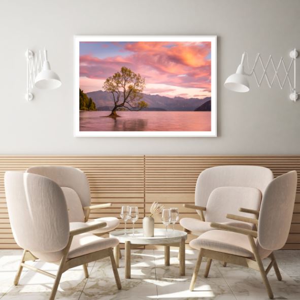 Tree in Lake Sunset Photograph Home Decor Premium Quality Poster Print Choose Your Sizes