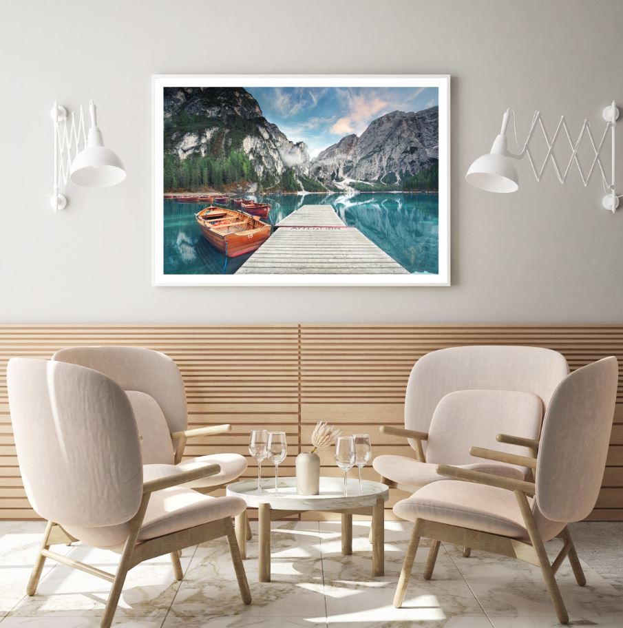 Boats on Lake Scenery Photograph Home Decor Premium Quality Poster Print Choose Your Sizes