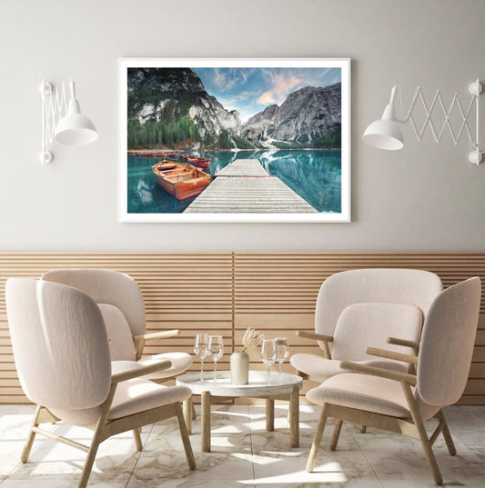 Boats on Lake Scenery Photograph Home Decor Premium Quality Poster Print Choose Your Sizes