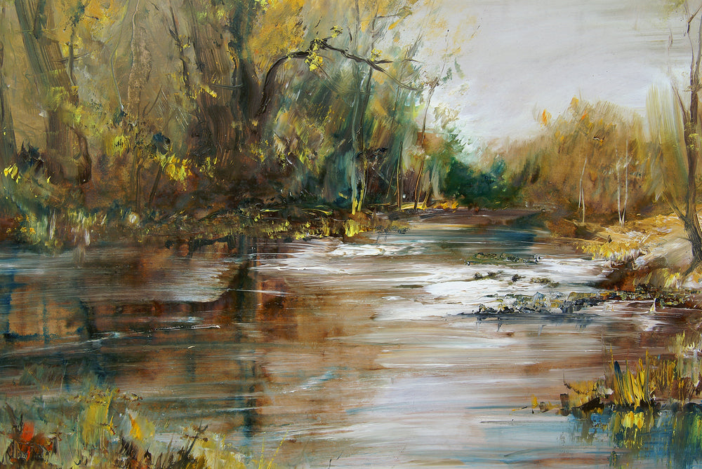 River & Forest Oil Painting Print 100% Australian Made