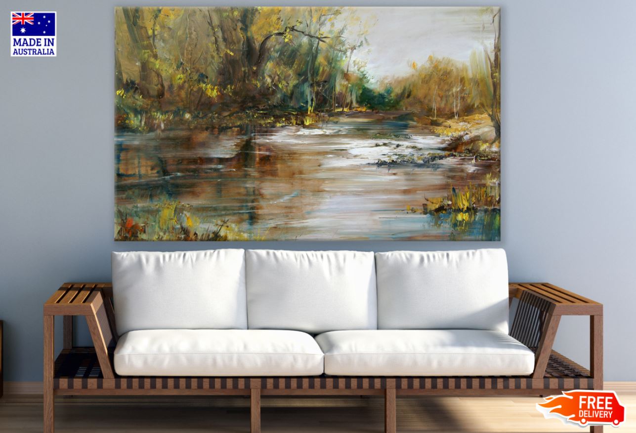 River & Forest Oil Painting Print 100% Australian Made