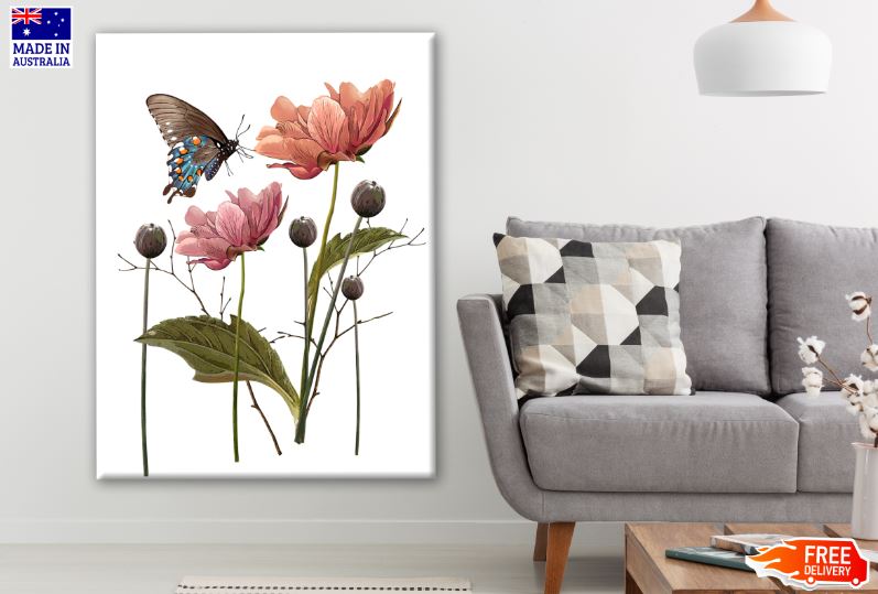 Flowers & Butterfly 3D Design Print 100% Australian Made