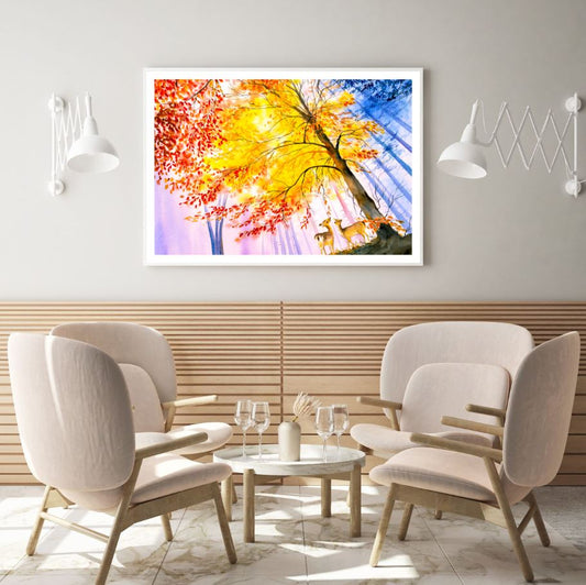 Deers & Trees Watercolor Painting Home Decor Premium Quality Poster Print Choose Your Sizes