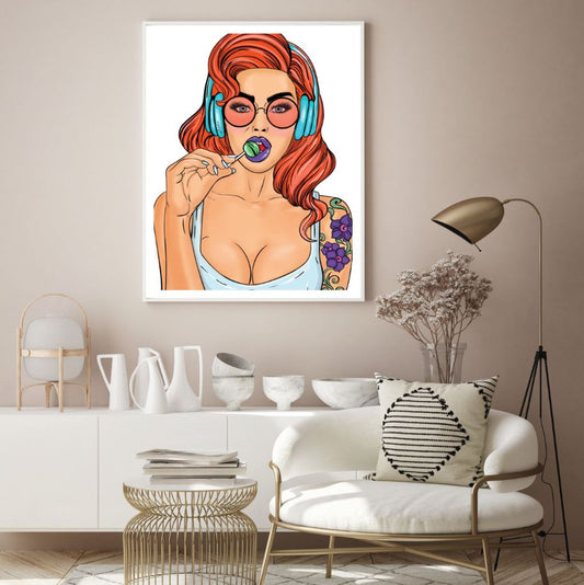 Girl with a Lollipop Pop Art Home Decor Premium Quality Poster Print Choose Your Sizes