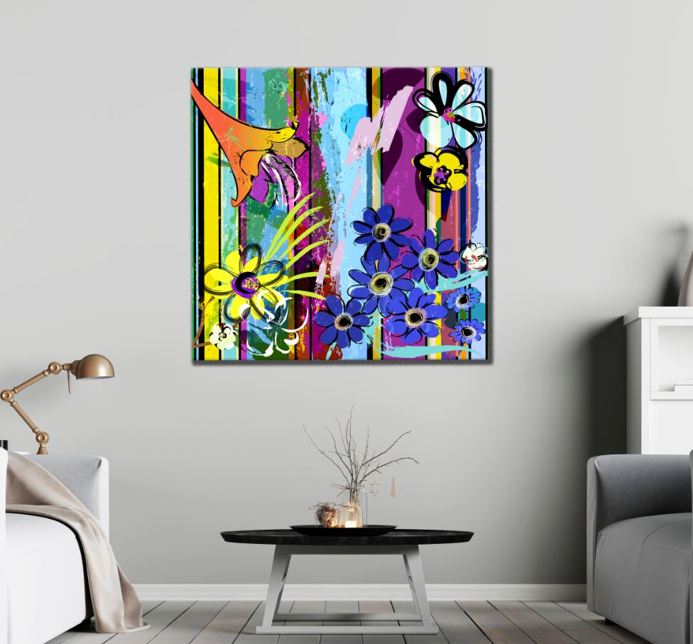 Square Canvas Colorful Floral Painting High Quality Print 100% Australian Made