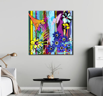 Square Canvas Flowers Abstract Design High Quality Print 100% Australian Made