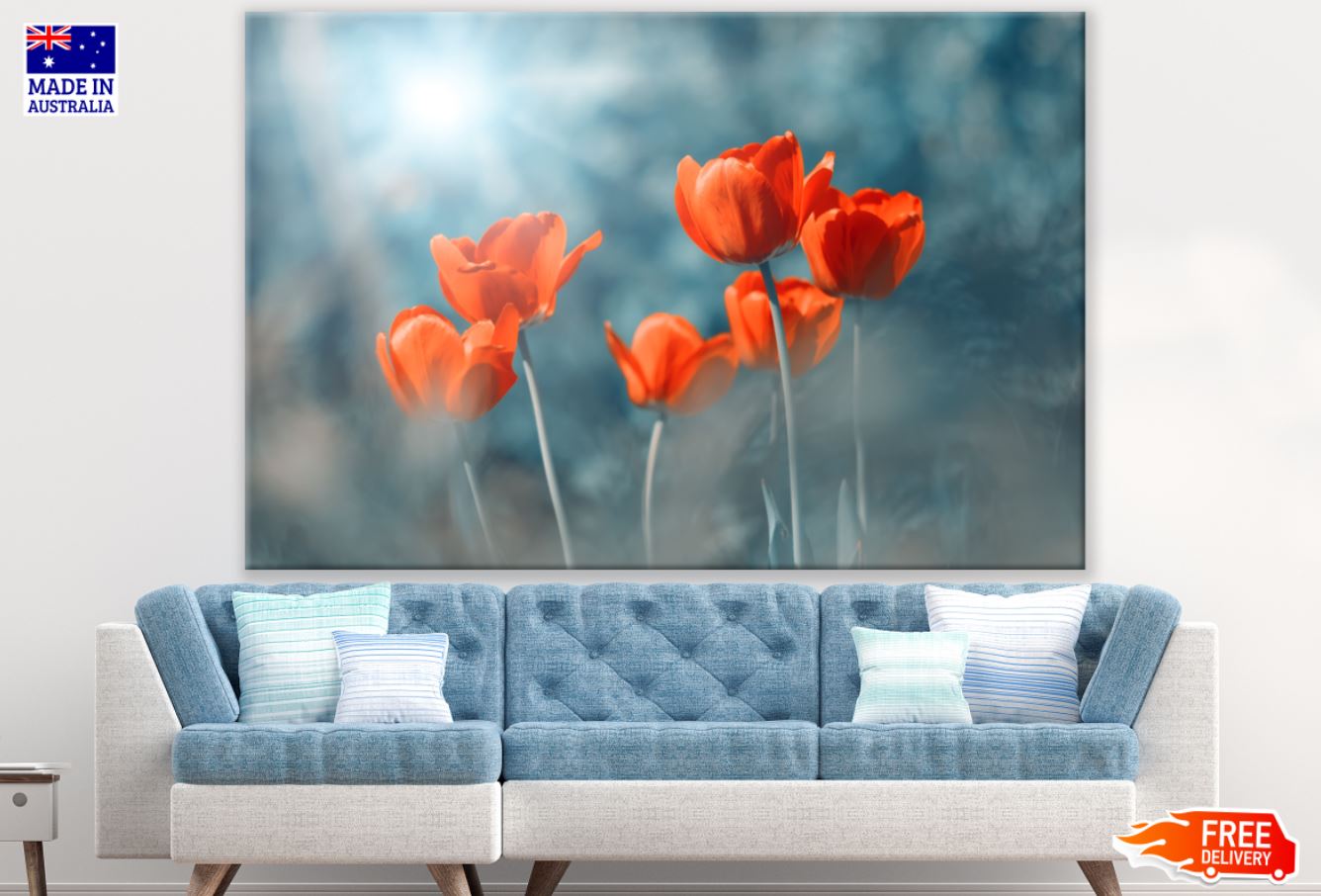 Orange Tulip Flowers Closeup Photograph Print 100% Australian Made