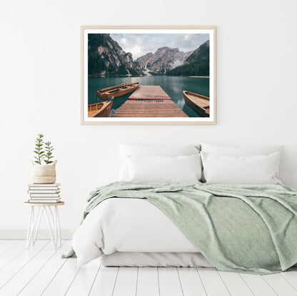 Boats on Lake & Mountain Scenery Home Decor Premium Quality Poster Print Choose Your Sizes