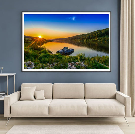 Lake Sunset Scenery Photograph Home Decor Premium Quality Poster Print Choose Your Sizes