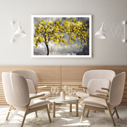 Gold Flower Tree Abstract Design Home Decor Premium Quality Poster Print Choose Your Sizes