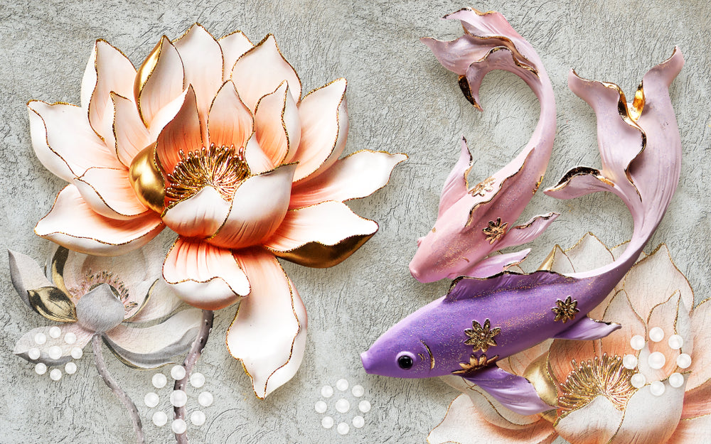 Colorful Flower & Fish 3D Design Print 100% Australian Made