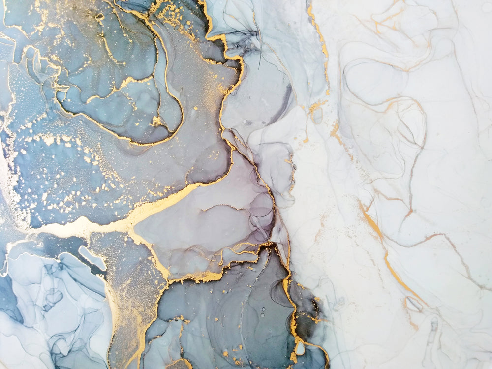 Blue Grey & Gold ABstract Design Print 100% Australian Made