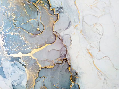 Blue Grey & Gold ABstract Design Print 100% Australian Made