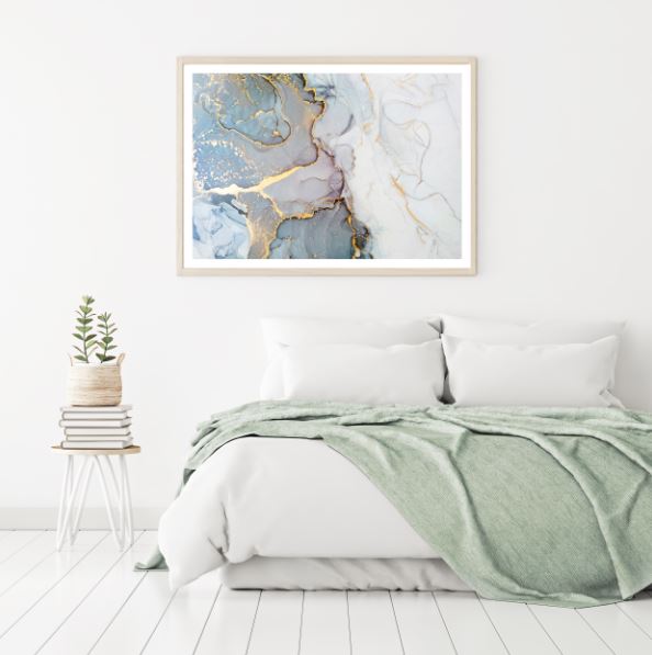 Grey White & Gold Abstract Design Home Decor Premium Quality Poster Print Choose Your Sizes