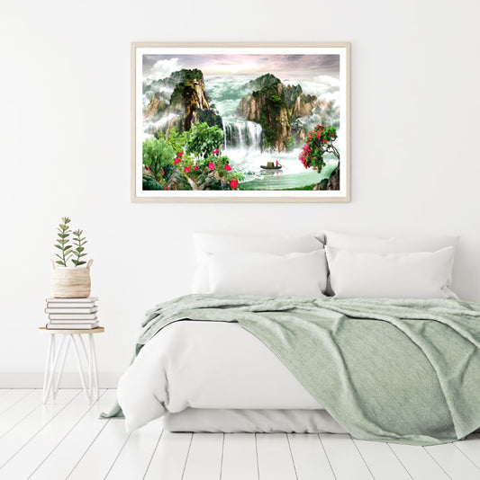 Stunning Waterfall Watercolor Art Home Decor Premium Quality Poster Print Choose Your Sizes