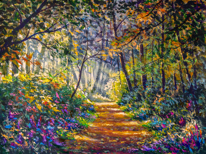 Colourful Forest Oil Painting Print 100% Australian Made