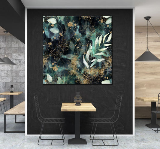 Square Canvas Leaves & Abstract Design High Quality Print 100% Australian Made