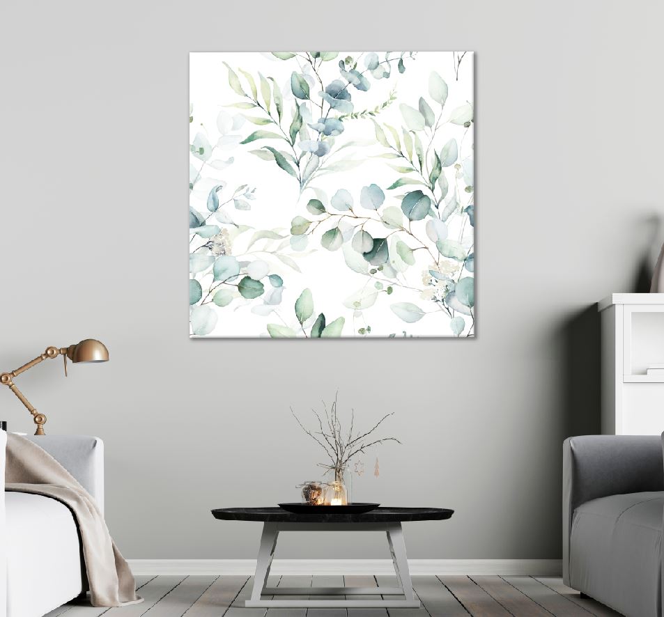 Square Canvas Plants Pattern Watercolor Painting High Quality Print 100% Australian Made