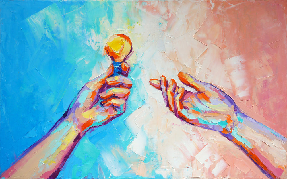 Hands & Bulb Abstract Painting Print 100% Australian Made