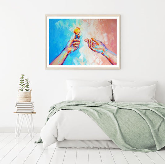 Hands & Bulb Abstract Painting Home Decor Premium Quality Poster Print Choose Your Sizes