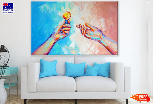 Hands & Bulb Abstract Painting Print 100% Australian Made