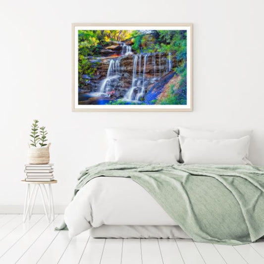 Stunning Waterfall in Forest Photograph Home Decor Premium Quality Poster Print Choose Your Sizes