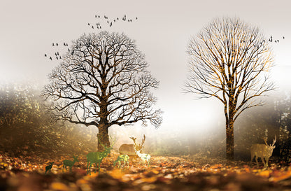Deers & Tree Abstract Design Home Decor Premium Quality Poster Print Choose Your Sizes