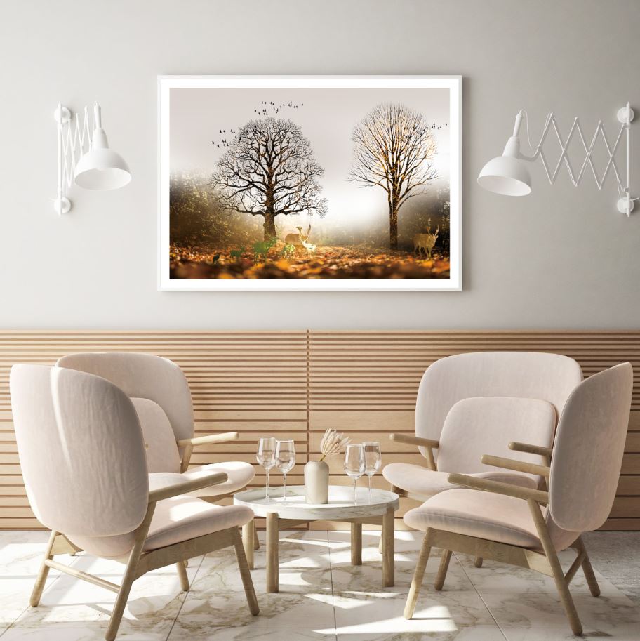 Deers & Tree Abstract Design Home Decor Premium Quality Poster Print Choose Your Sizes