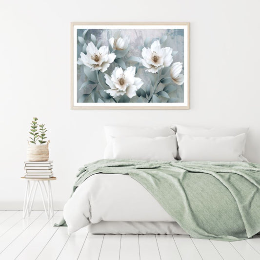 White Flowers Watercolor Painting Home Decor Premium Quality Poster Print Choose Your Sizes