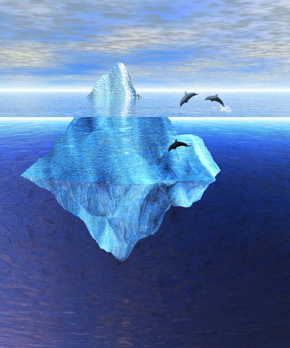 Iceberg in Sea Dolphins Painting print 100% Australian Made