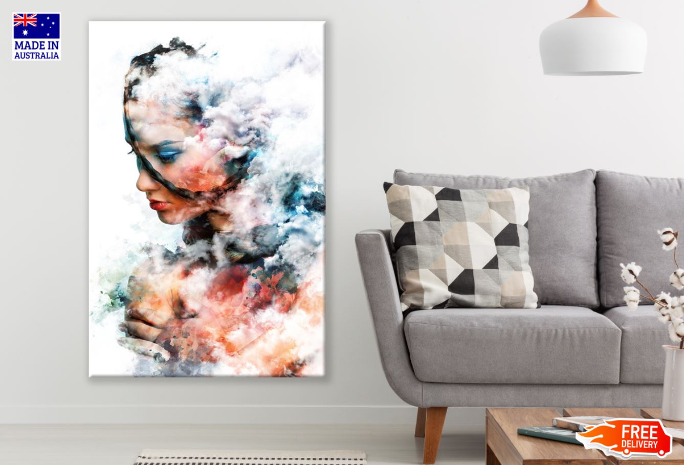 Woman Face Portrait Abstract Painting Design Print 100% Australian Made