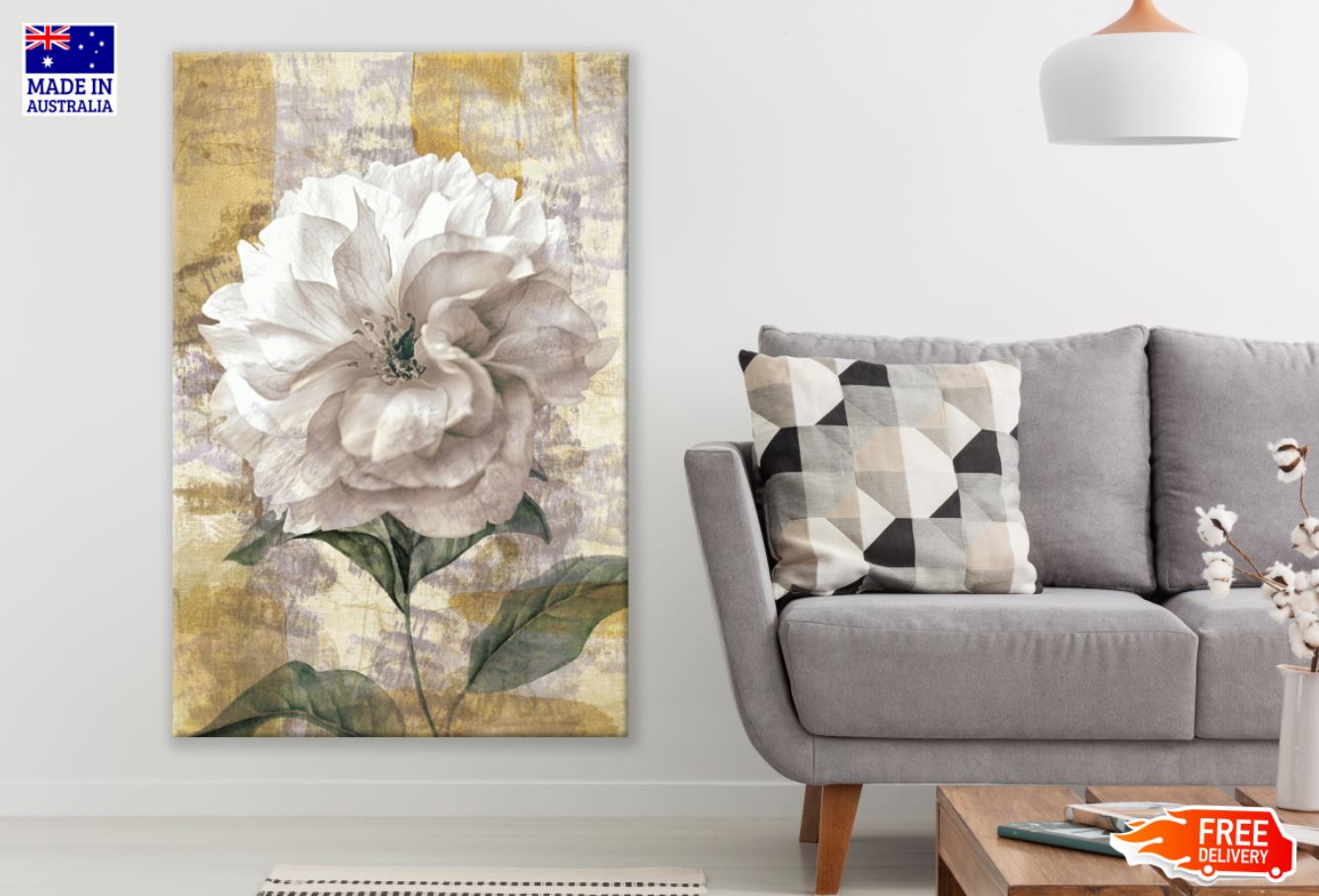 White Flower 3D Design Print 100% Australian Made