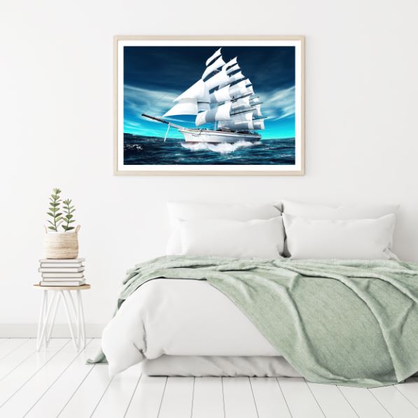 Ship Sailing on Sea Photograph Home Decor Premium Quality Poster Print Choose Your Sizes