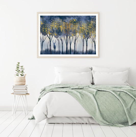 Deer in Forest Watercolor Paint Home Decor Premium Quality Poster Print Choose Your Sizes