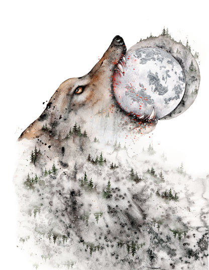 Fox Face & Mountain Watercolor Painting Print 100% Australian Made