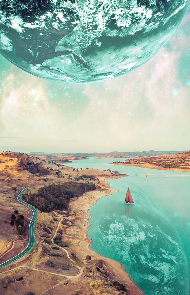 Land & Moon Scenery Photograph Home Decor Premium Quality Poster Print Choose Your Sizes