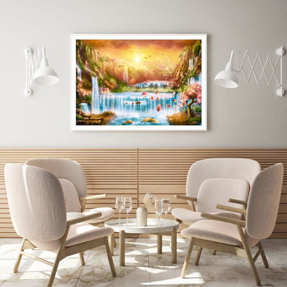 Waterfall Scenery Digital Paint Home Decor Premium Quality Poster Print Choose Your Sizes